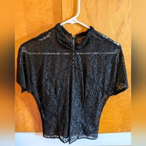 Chic Black Lace Women's Blouse
